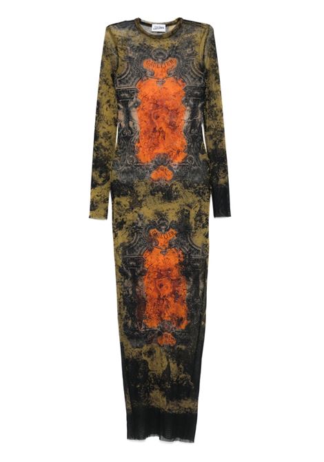 abito lungo mesh printed médaillon donna multicolor JEAN PAUL GAULTIER | 25/03-W-DR023-M006P004115